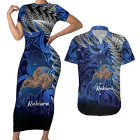 New Zealand Stewart Island Couples Matching Short Sleeve Bodycon Dress and Hawaiian Shirt Rakiura Kiwi Maori Glowing Sky