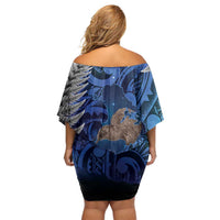 New Zealand Stewart Island Family Matching Off Shoulder Short Dress and Hawaiian Shirt Rakiura Kiwi Maori Glowing Sky