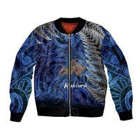 New Zealand Stewart Island Sleeve Zip Bomber Jacket Rakiura Kiwi Maori Glowing Sky