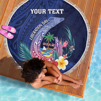 Personalised Guam Liberation Day Beach Blanket Happy 80th Anniversary Fish Hook Mix Tropical Flowers LT14 - Polynesian Pride