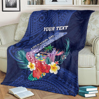 Personalised Guam Liberation Day Blanket Happy 80th Anniversary Fish Hook Mix Tropical Flowers LT14 - Polynesian Pride