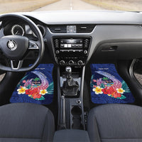 Personalised Guam Liberation Day Car Mats Happy 80th Anniversary Fish Hook Mix Tropical Flowers LT14 Set 2pcs - Front Blue - Polynesian Pride