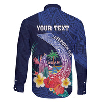 Personalised Guam Liberation Day Family Matching Long Sleeve Bodycon Dress and Hawaiian Shirt Happy 80th Anniversary Fish Hook Mix Tropical Flowers