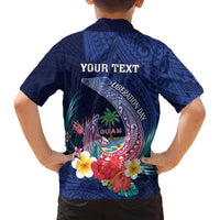 Personalised Guam Liberation Day Family Matching Tank Maxi Dress and Hawaiian Shirt Happy 80th Anniversary Fish Hook Mix Tropical Flowers