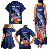 Personalised Guam Liberation Day Family Matching Tank Maxi Dress and Hawaiian Shirt Happy 80th Anniversary Fish Hook Mix Tropical Flowers