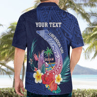 Personalised Guam Liberation Day Hawaiian Shirt Happy 80th Anniversary Fish Hook Mix Tropical Flowers LT14 - Polynesian Pride