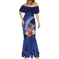 Personalised Guam Liberation Day Mermaid Dress Happy 80th Anniversary Fish Hook Mix Tropical Flowers LT14 - Polynesian Pride