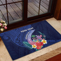 Personalised Guam Liberation Day Rubber Doormat Happy 80th Anniversary Fish Hook Mix Tropical Flowers LT14 - Polynesian Pride