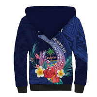 Personalised Guam Liberation Day Sherpa Hoodie Happy 80th Anniversary Fish Hook Mix Tropical Flowers LT14 - Polynesian Pride