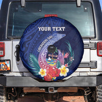 Personalised Guam Liberation Day Spare Tire Cover Happy 80th Anniversary Fish Hook Mix Tropical Flowers LT14 Blue - Polynesian Pride