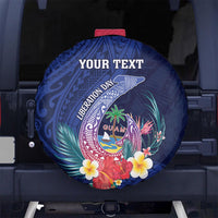 Personalised Guam Liberation Day Spare Tire Cover Happy 80th Anniversary Fish Hook Mix Tropical Flowers LT14 - Polynesian Pride