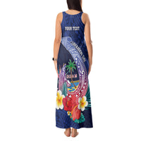 Personalised Guam Liberation Day Tank Maxi Dress Happy 80th Anniversary Fish Hook Mix Tropical Flowers LT14 - Polynesian Pride