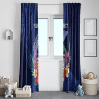 Personalised Guam Liberation Day Window Curtain Happy 80th Anniversary Fish Hook Mix Tropical Flowers LT14 - Polynesian Pride