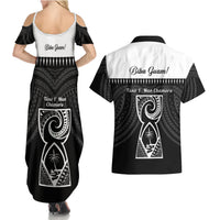 Guam Liberation Day Couples Matching Summer Maxi Dress and Hawaiian Shirt Biba Guahan Chamorro 80th Anniversary - Black