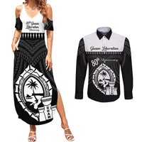 Guam Liberation Day Couples Matching Summer Maxi Dress and Long Sleeve Button Shirt Biba Guahan Chamorro 80th Anniversary - Black LT14 Black - Polynesian Pride