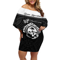 Guam Liberation Day Off Shoulder Short Dress Biba Guahan Chamorro 80th Anniversary - Black LT14 Women Black - Polynesian Pride