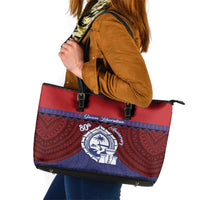 Guam Liberation Day Leather Tote Bag Biba Guahan Chamorro 80th Anniversary - Blue LT14 Blue - Polynesian Pride