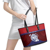 Guam Liberation Day Leather Tote Bag Biba Guahan Chamorro 80th Anniversary - Blue LT14 - Polynesian Pride