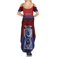 Guam Liberation Day Summer Maxi Dress Biba Guahan Chamorro 80th Anniversary - Blue LT14 - Polynesian Pride