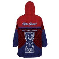 Guam Liberation Day Wearable Blanket Hoodie Biba Guahan Chamorro 80th Anniversary - Blue LT14 - Polynesian Pride