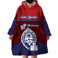 Guam Liberation Day Wearable Blanket Hoodie Biba Guahan Chamorro 80th Anniversary - Blue LT14 - Polynesian Pride