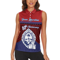 Guam Liberation Day Women Sleeveless Polo Shirt Biba Guahan Chamorro 80th Anniversary - Blue