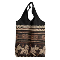 Black Samoa Siapo Teuila Flowers Grocery Bag LT14 - Polynesian Pride
