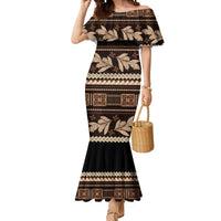 Black Samoa Siapo Teuila Flowers Mermaid Dress LT14 Women Black - Polynesian Pride