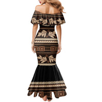 Black Samoa Siapo Teuila Flowers Mermaid Dress LT14 - Polynesian Pride