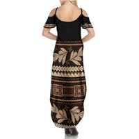 Black Samoa Siapo Teuila Flowers Summer Maxi Dress LT14 - Polynesian Pride
