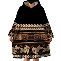Black Samoa Siapo Teuila Flowers Wearable Blanket Hoodie