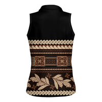 Black Samoa Siapo Teuila Flowers Women Sleeveless Polo Shirt