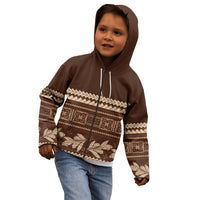 Brown Samoa Siapo Teuila Flowers Kid Hoodie