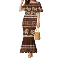 Brown Samoa Siapo Teuila Flowers Mermaid Dress LT14 Women Brown - Polynesian Pride