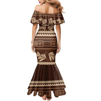 Brown Samoa Siapo Teuila Flowers Mermaid Dress LT14 - Polynesian Pride