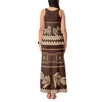 Brown Samoa Siapo Teuila Flowers Tank Maxi Dress LT14 - Polynesian Pride