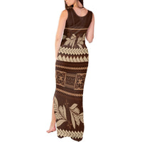Brown Samoa Siapo Teuila Flowers Tank Maxi Dress LT14 - Polynesian Pride