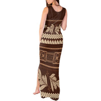 Brown Samoa Siapo Teuila Flowers Tank Maxi Dress LT14 - Polynesian Pride