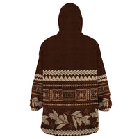 Brown Samoa Siapo Teuila Flowers Wearable Blanket Hoodie