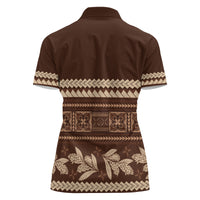 Brown Samoa Siapo Teuila Flowers Women Polo Shirt