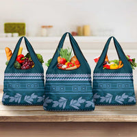 Dark Cyan Samoa Siapo Teuila Flowers Grocery Bag LT14 3-pack One Size Dark Cyan - Polynesian Pride
