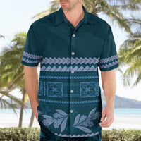 Dark Cyan Samoa Siapo Teuila Flowers Hawaiian Shirt LT14 - Polynesian Pride