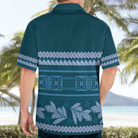 Dark Cyan Samoa Siapo Teuila Flowers Hawaiian Shirt LT14 - Polynesian Pride