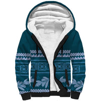 Dark Cyan Samoa Siapo Teuila Flowers Sherpa Hoodie LT14 Unisex Dark Cyan - Polynesian Pride
