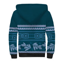 Dark Cyan Samoa Siapo Teuila Flowers Sherpa Hoodie LT14 - Polynesian Pride