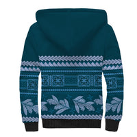Dark Cyan Samoa Siapo Teuila Flowers Sherpa Hoodie LT14 - Polynesian Pride