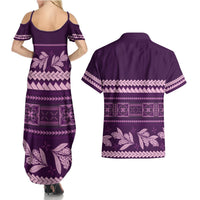 Purple Samoa Siapo Teuila Flowers Couples Matching Summer Maxi Dress and Hawaiian Shirt LT14 - Polynesian Pride
