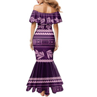 Purple Samoa Siapo Teuila Flowers Mermaid Dress LT14 - Polynesian Pride