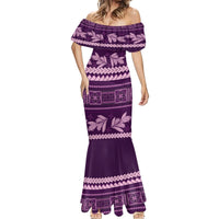 Purple Samoa Siapo Teuila Flowers Mermaid Dress LT14 - Polynesian Pride