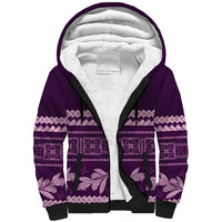 Purple Samoa Siapo Teuila Flowers Sherpa Hoodie LT14 Unisex Purple - Polynesian Pride